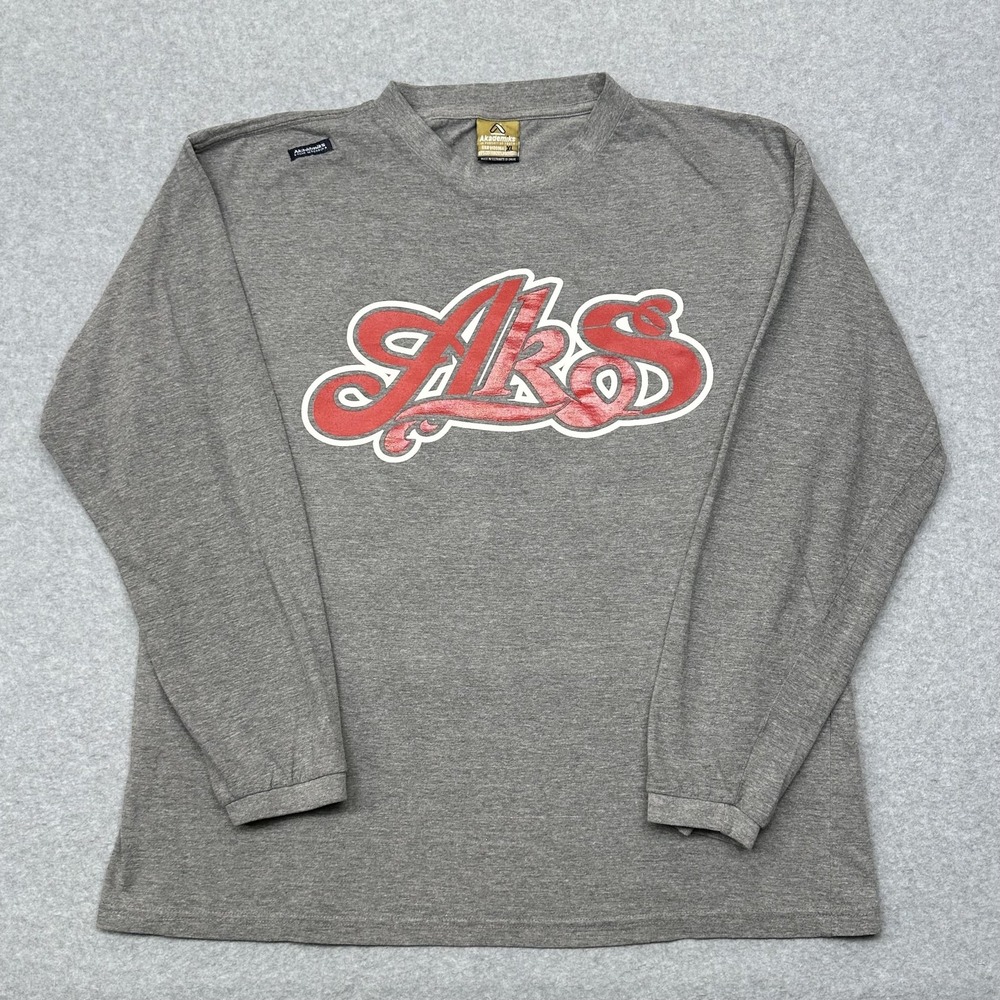 Akademiks Shirt Mens XL Gray Red Long Sleeve Crewneck Graphic Logo Hip Hop Y2K